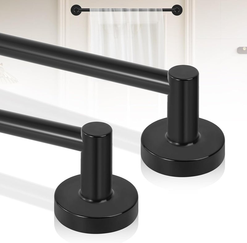 HTZON Black Magnetic Curtain Rod for Door:Magnet Curtain Rod for Classroom Whiteboard,Small Adjustable Magnetic Towel Bar,Tool-Free French Magnet Pole with Leather Protective Cover,2 Pack 16-28" - Image 1